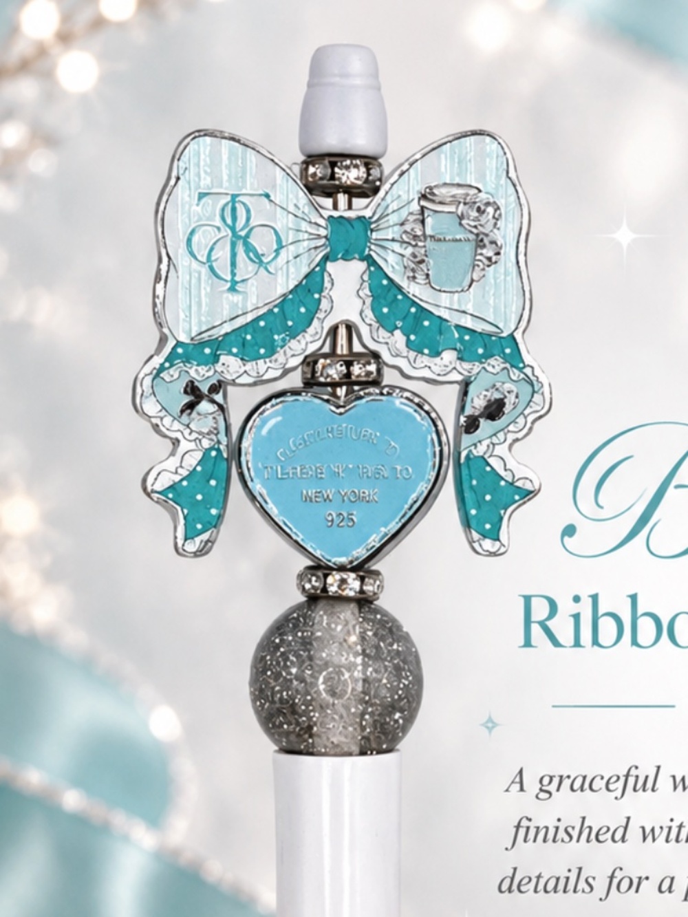 Blue Ribbon Charm Pen - Picture 2 of 2